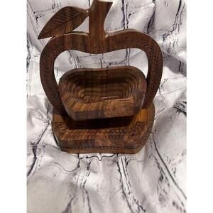 Collapsible Apple Wooden Bowl Basket SO NEAT!